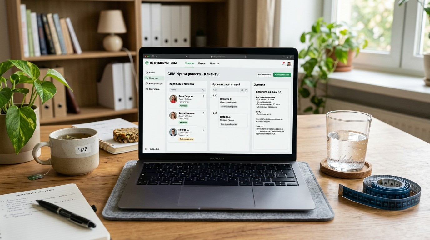Организация клиентской базы и консультационного журнала для диетологов и нутрициологов